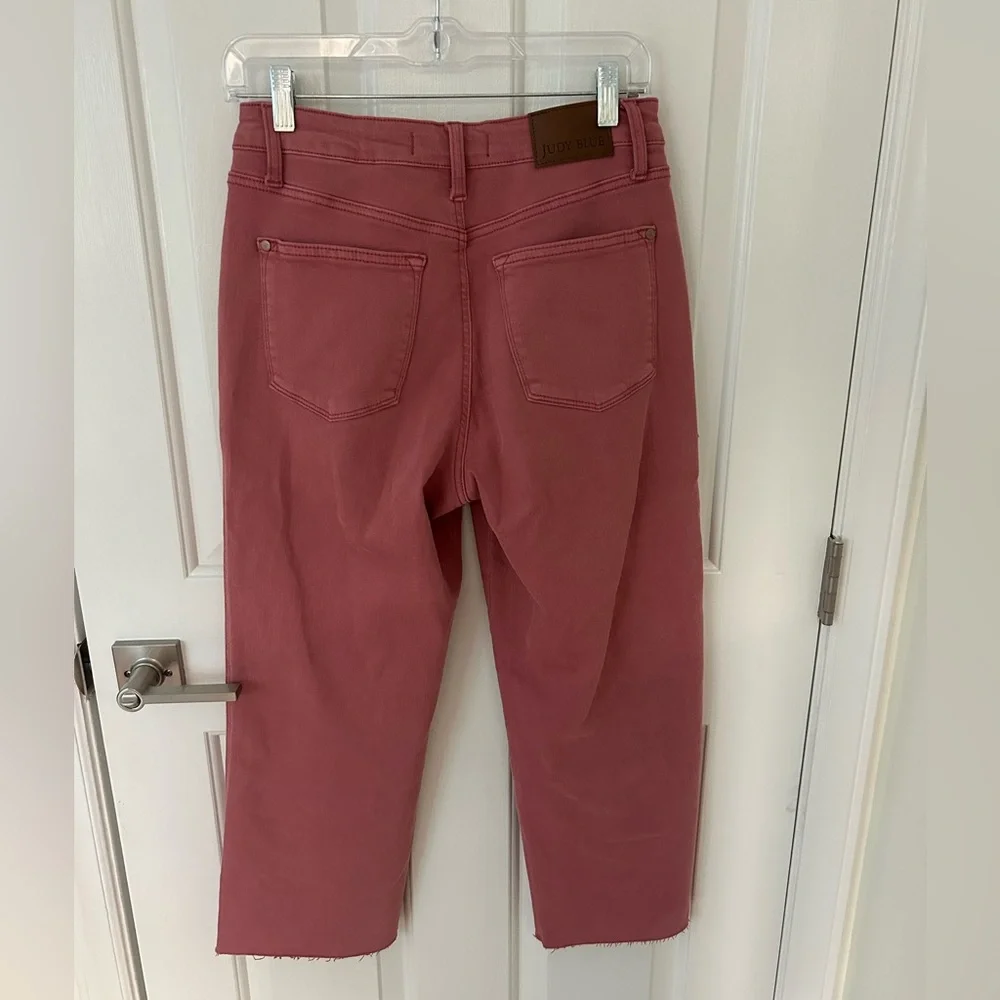 Judy Blue High Waist Garment Dyed Rose Crop Wide Leg Jeans - Picture 5 of 6